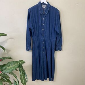 Vtg. Stonebridge Petites Rodeo Midi Western Dress women’s 14P LS Denim USA